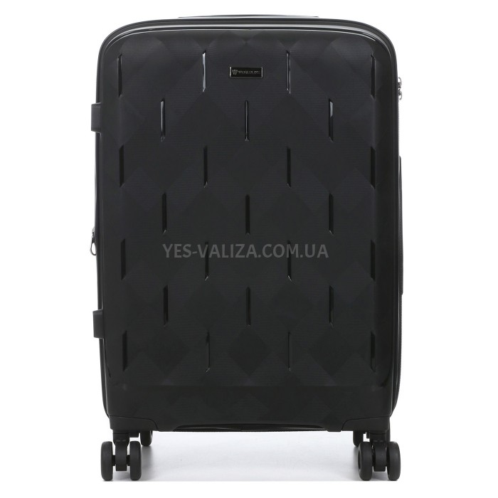 Валіза середня М поліпропілен чорний 65х45х28+3/75л/3.8кг/Worldline295, фото 5