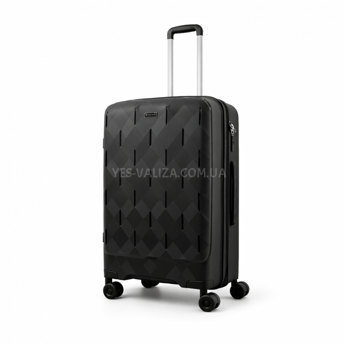 Валіза середня М поліпропілен чорний 65х45х28+3/75л/3.8кг/Worldline295, фото 1