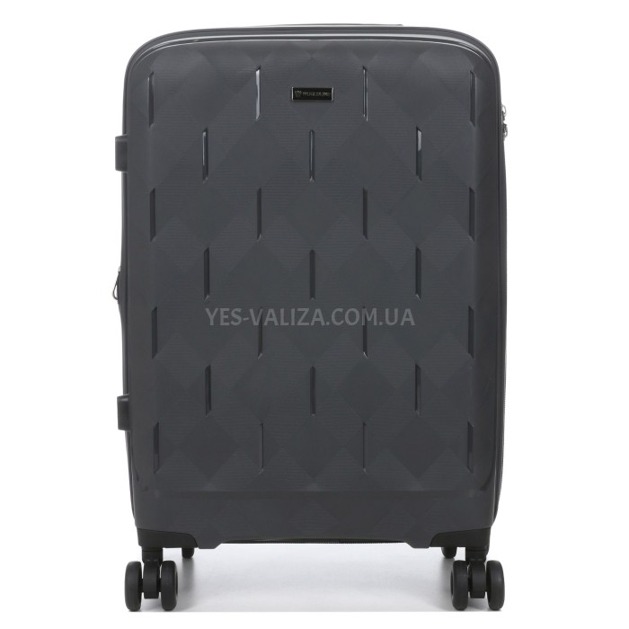 Валіза середня М поліпропілен сірий 65х45х28+3/75л/3.8кг/Worldline295, фото 6