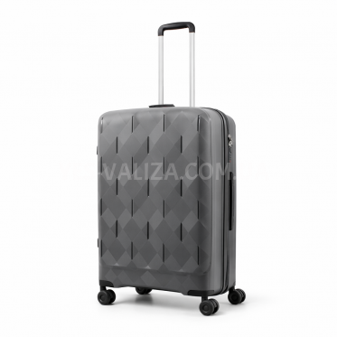 Чемодан средний М полипропилен серый 65х45х28+3/75л/3.8кг/Worldline295
