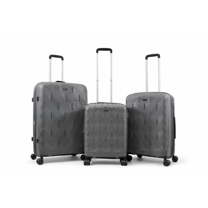 Набір валіз Франція (L M S-3шт) поліпропілен сірий Worldline 295, фото 1