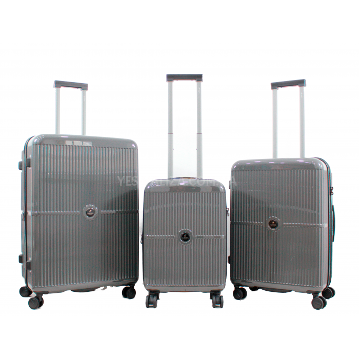 Набір валіз Франція (L M S-3шт) полікарбонат чорний/Airtex 747, фото 1