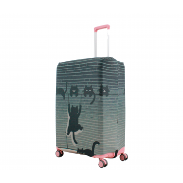 Чехол для чемодана Польша большой L ткань (дайвинг) ч.коты /Fly 295-28