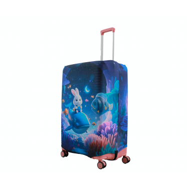 Чехол для чемодана Польша большой L ткань (дайвинг) киты /Fly 841-28