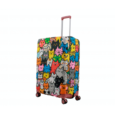 Чехол для чемодана Польша большой L ткань (дайвинг) коты /Fly 207-28
