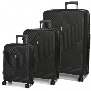 Набор чемоданов Франция (L M S-3шт) полипропилен чёрный/Airtex 639